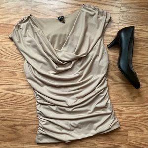 Rouched Cowl Neck Top